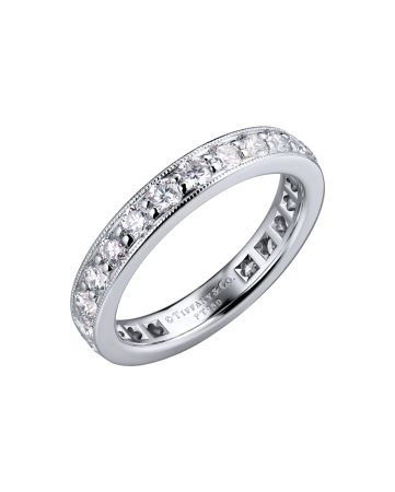Кольцо Tiffany & Co Together Milgrain Band Ring in Platinum with Diamonds, 3.2mm Wide 60003100