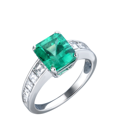 Кольцо No name Natural Emerald 3.19 ct Vivid Green/VS & Diamonds 1.25 ct