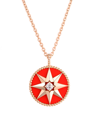 Подвеска Dior Rose Des Vents Medallion Rose Gold, Diamond and Red Ceramic
