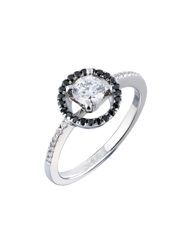 Кольцо GIA 0,45 ct D/SI1 Round Brilliant & Black Diamonds