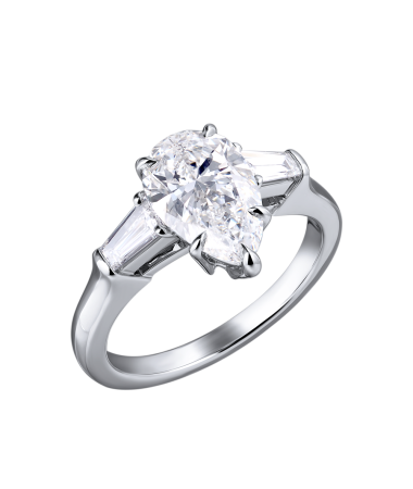 Кольцо Harry Winston 1.50 сt E/VVS1 Classic Winston Pear-Shaped with Tapered Baguette Side Stones RGDPPS015TB